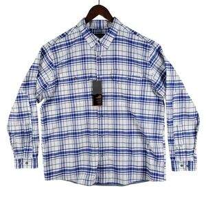 Orvis Flat Creek Tech Flannel Men's XL Blue White Plaid Active Fit 3GEE-3254 NEW